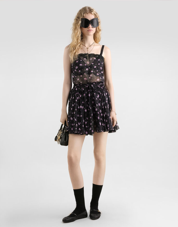 Dolce & Gabbana Carnations-print chiffon circle skirt Multicolor F4DB6TIS10Z