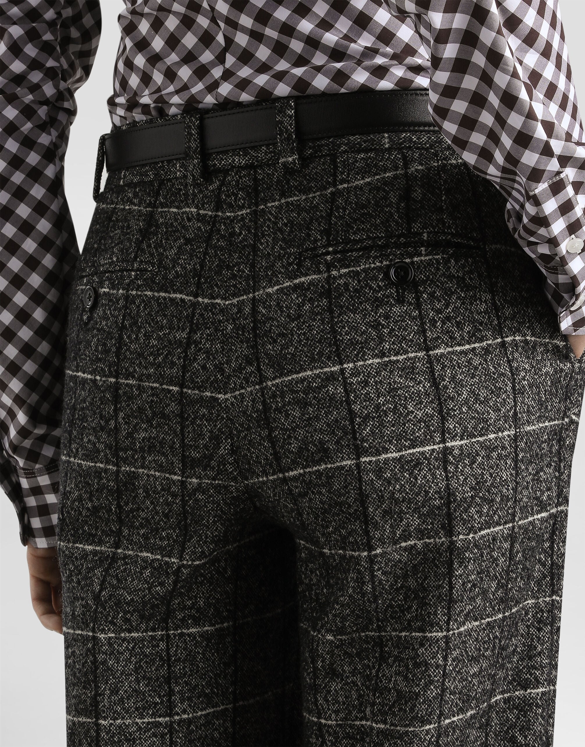 Wool trousers with check print - thumbnail 4