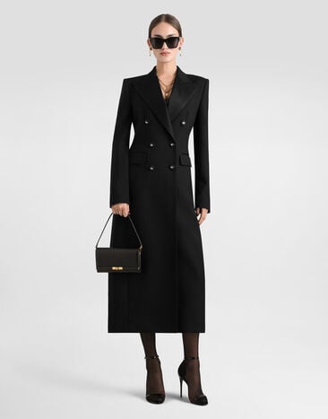 Dolce & Gabbana Dolce double-breasted coat in double wool gabardine Black F0W6HTFU272