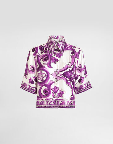 Dolce & Gabbana Majolica-print silk shirt Multicolor F5T50THI1TK