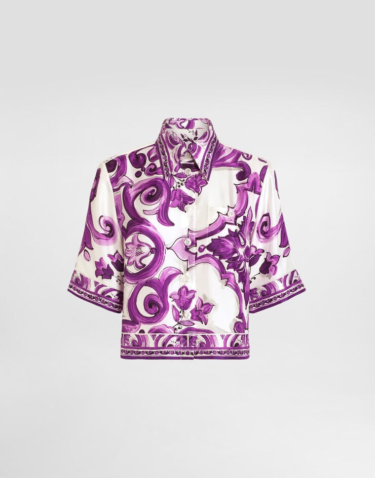 Dolce & Gabbana Majolica-print silk shirt Multicolor F5T50THI1TK