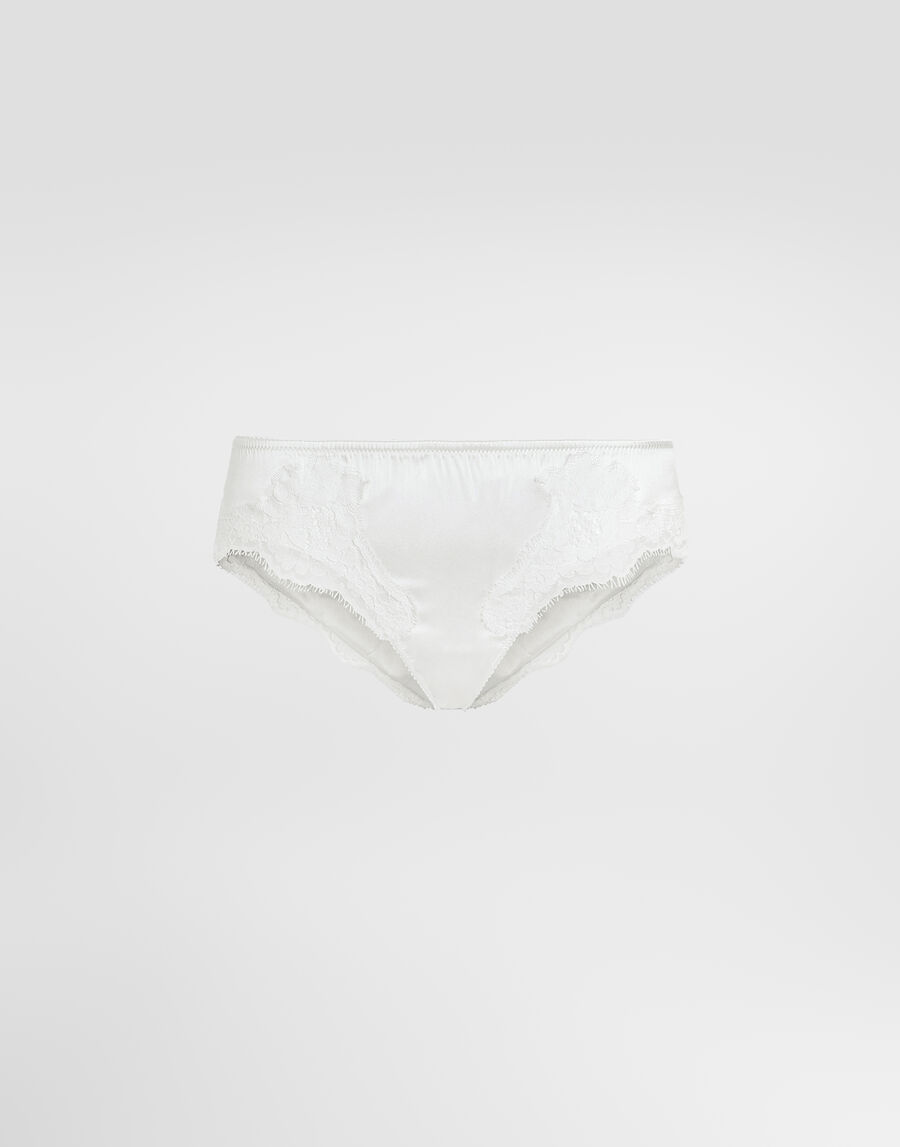 Satin briefs with lace detailing