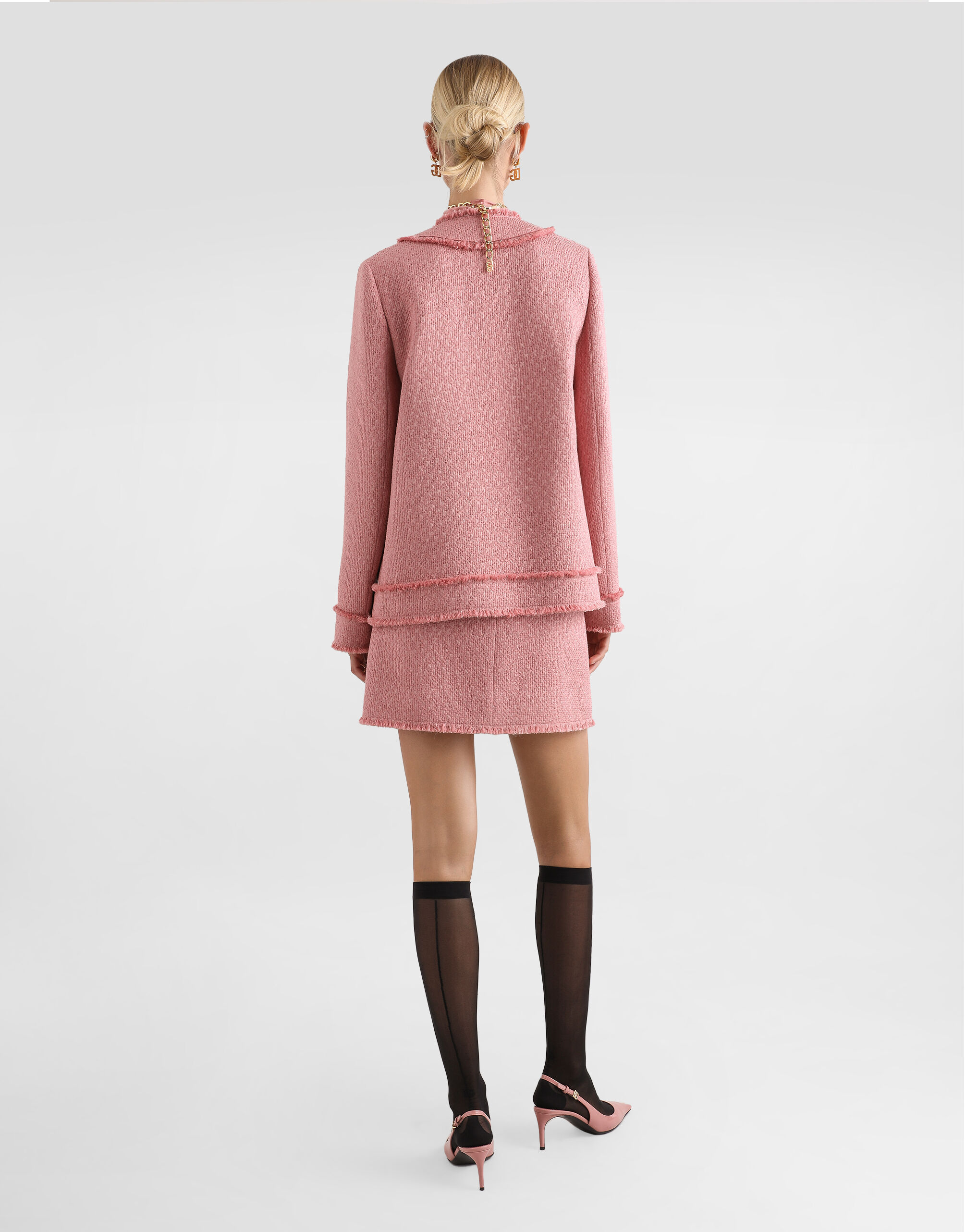 Wool raschel tweed miniskirt in Pink for Women | Dolce&Gabbana® US