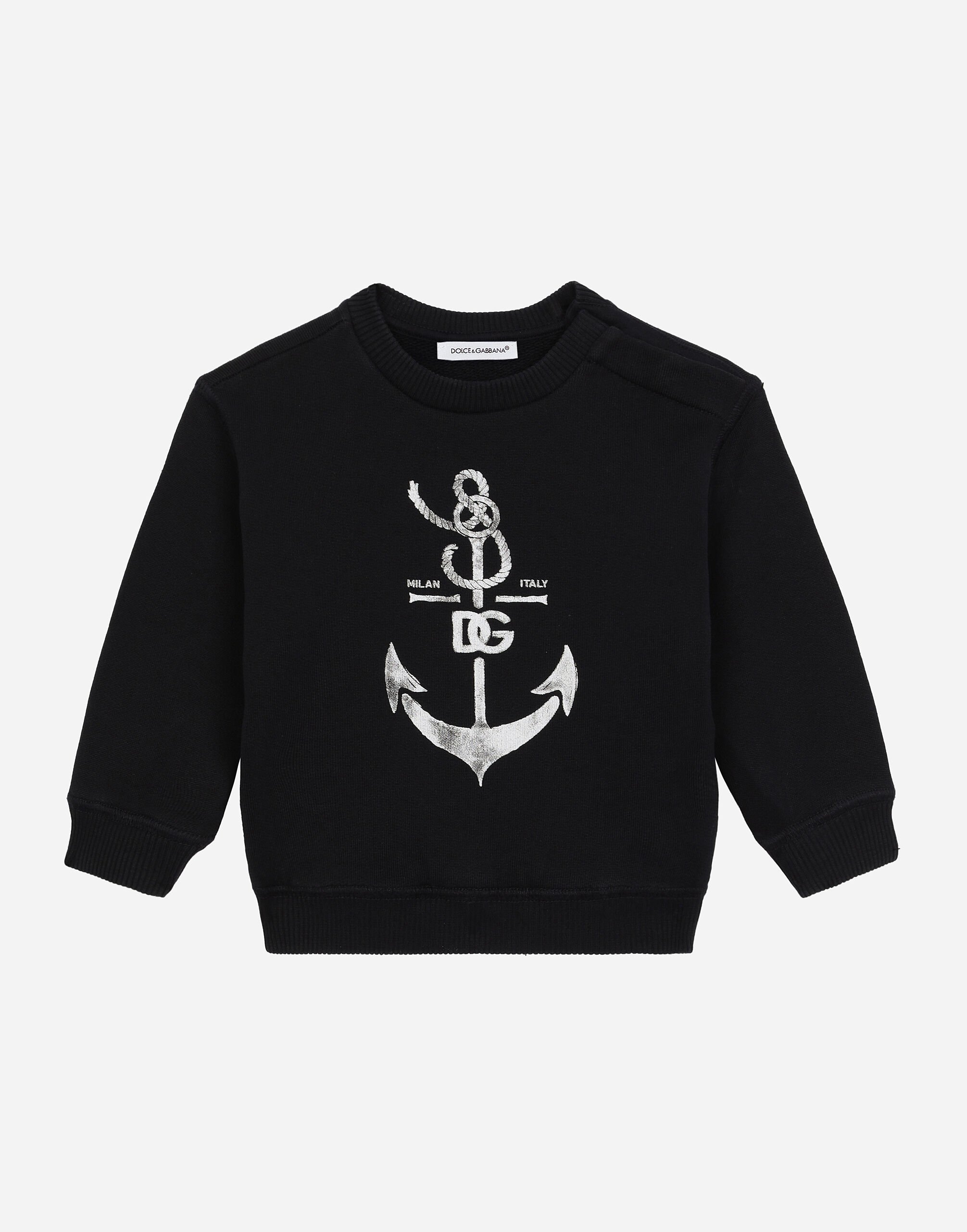Dolce & Gabbana Jersey round-neck sweatshirt with DG anchor print White L1JTEYG7K7R