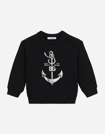 Dolce & Gabbana Jersey round-neck sweatshirt with DG anchor print Print L1JTEYII7ED
