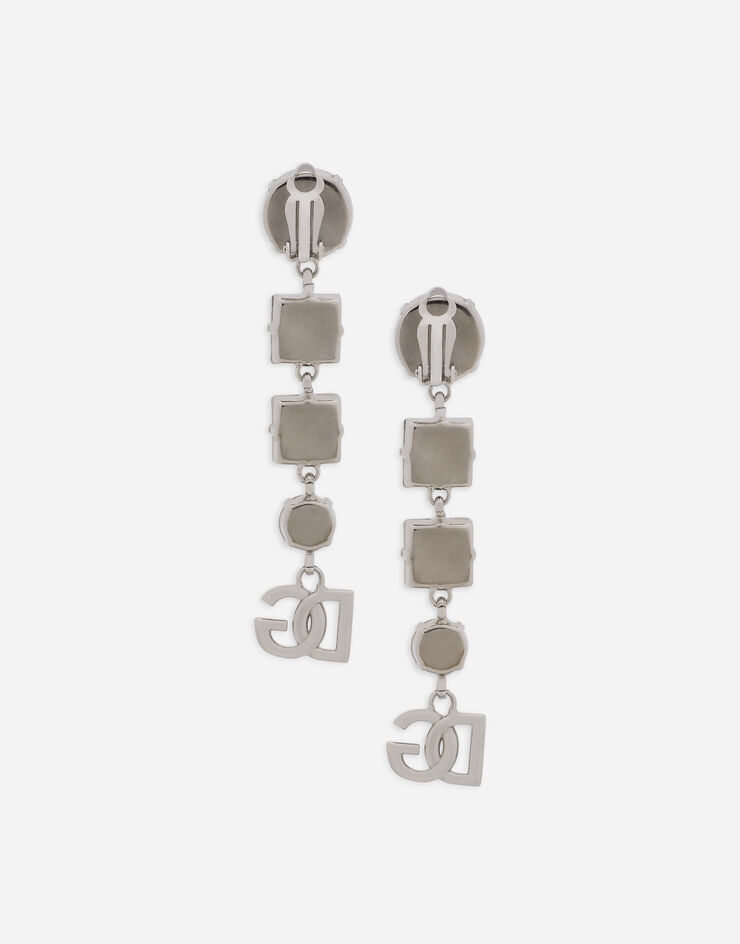 Dolce & Gabbana Drop earrings with rhinestones and DG logo 银 WEO6Z2W1111