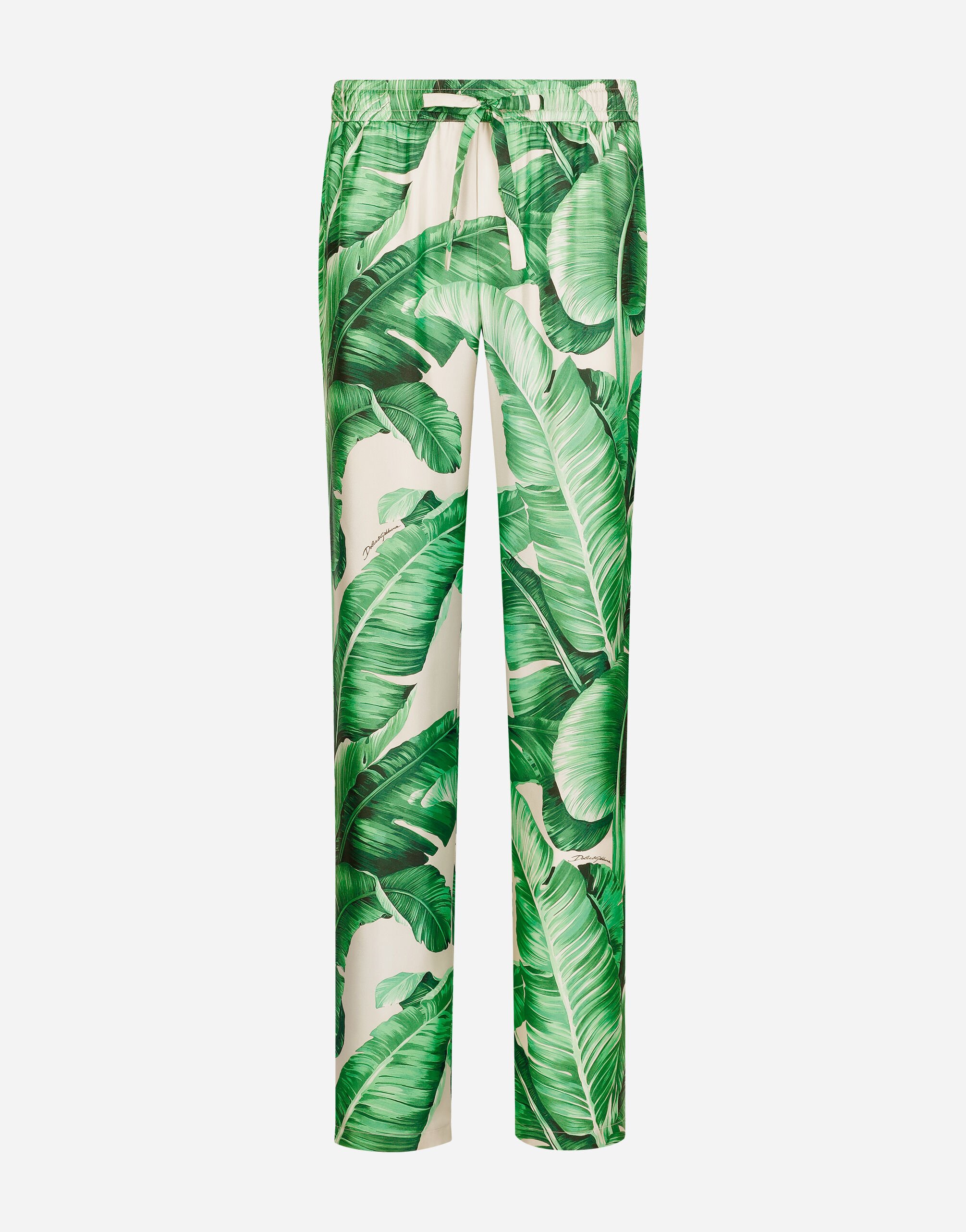 Dolce & Gabbana Pantalone pigiama in seta stampa Banano Stampa GVCRATHI1QB