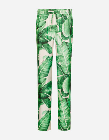 Dolce & Gabbana Banana-tree-print silk pajama pants Multicolor GY6UETFR4BP