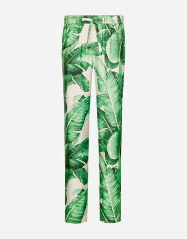Dolce & Gabbana Pantalon de pyjama en soie à imprimé bananier Imprimé GVCRATHI1QB
