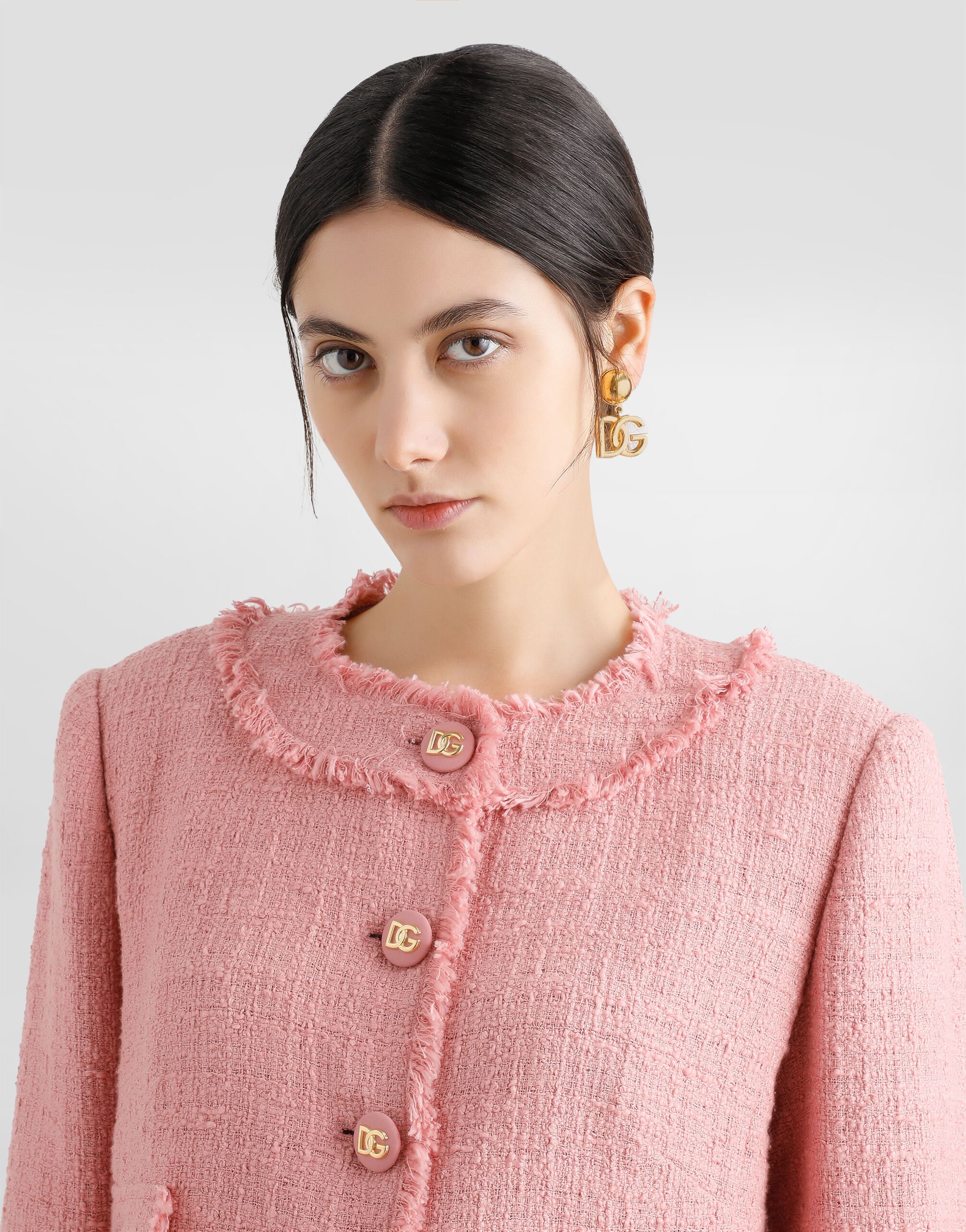 ジャケット Dolce & Gabbana Fuchsia tweed blazer (F26X8TFMMHN F0758) Short raschel tweed jacket in Pink for Women | Dolce&Gabbana® US