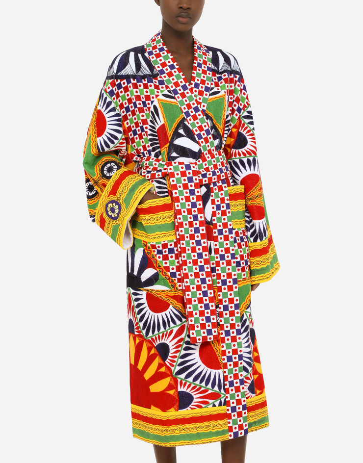 Dolce & Gabbana Terry Cotton Bath Robe Multicolor TCF010TCAGP