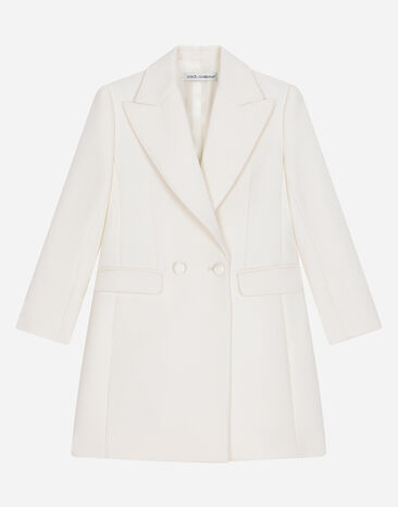 Dolce&Gabbana Zweireihiger Mantel aus Cady Weiss L5JTKTG7J7W