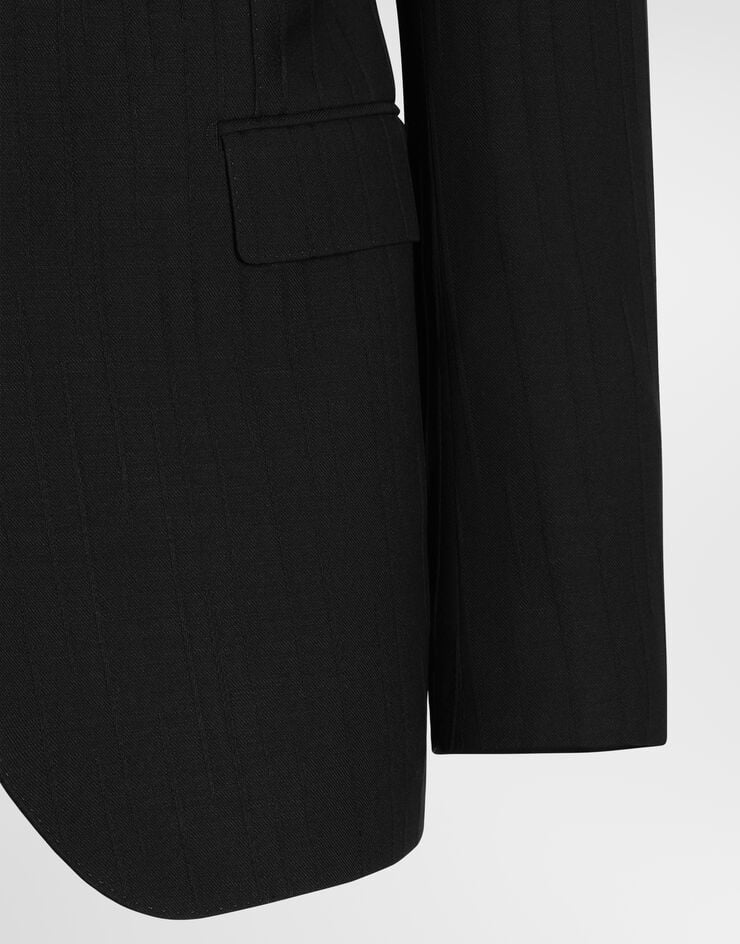 Dolce & Gabbana Sinatra single-breasted jacket in striped wool Black G2VN9TFR22A