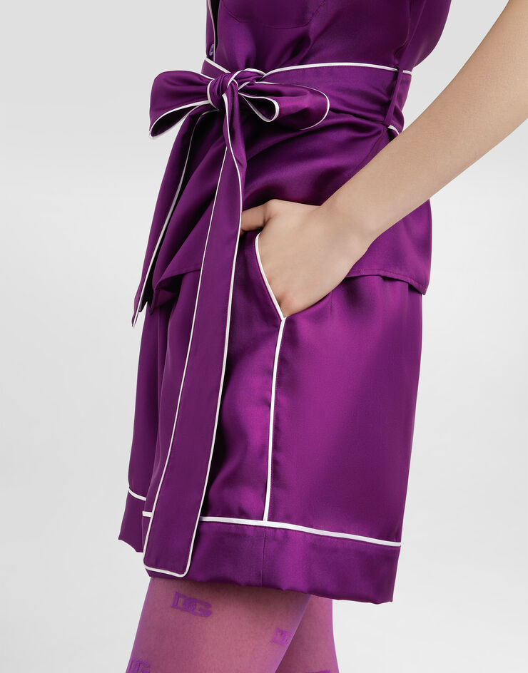 Dolce & Gabbana Majolica-print silk twill shorts Purple FTDB8TFU10S