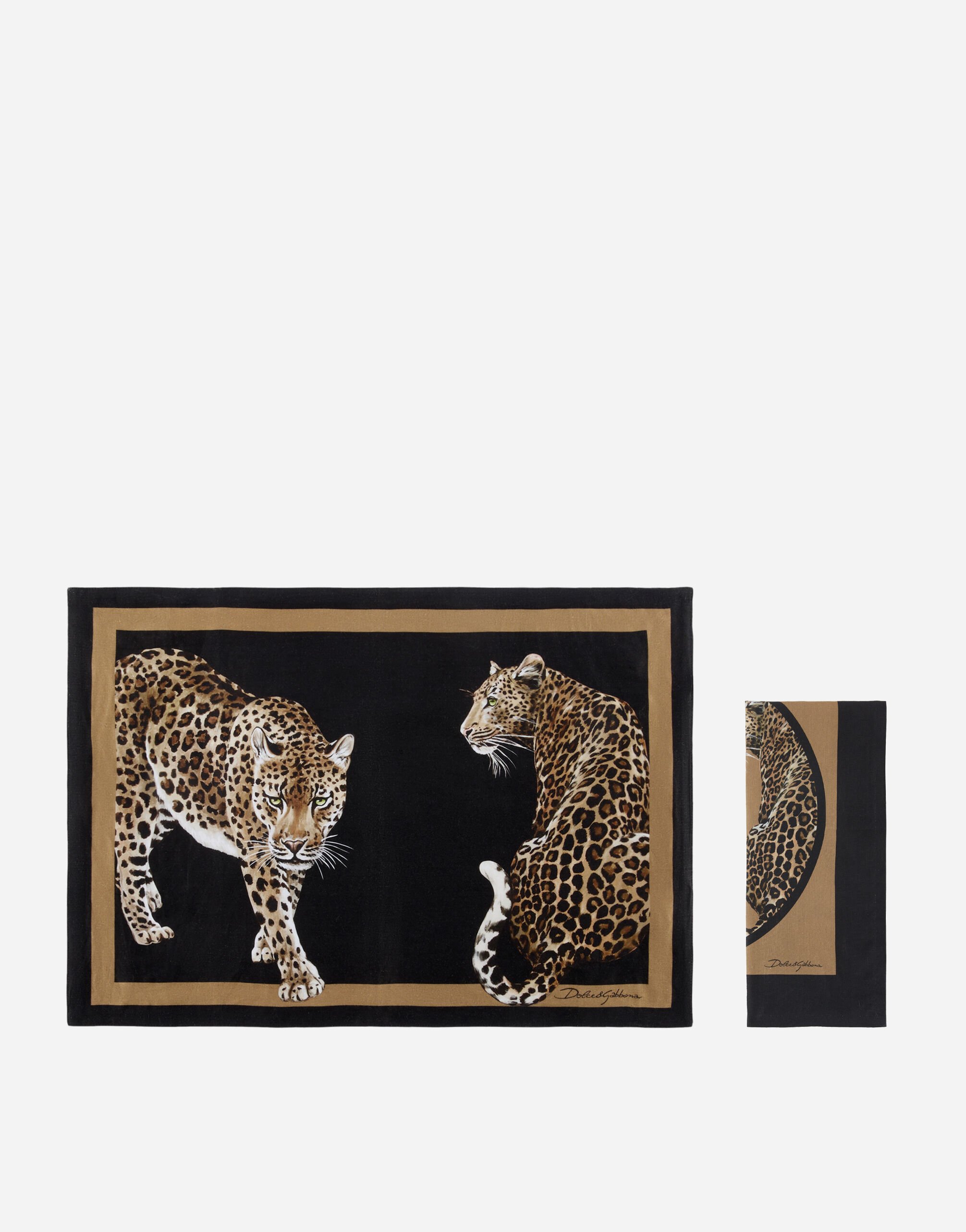 Dolce & Gabbana Set Platzdeckchen und Serviette aus Leinen Mehrfarbig TC0100TCA88