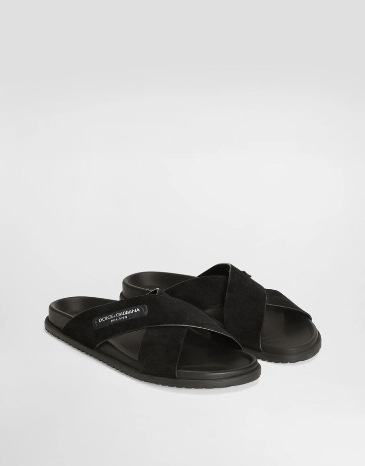 Dolce & Gabbana صندل من جلد شامواه Black A80534A9R00