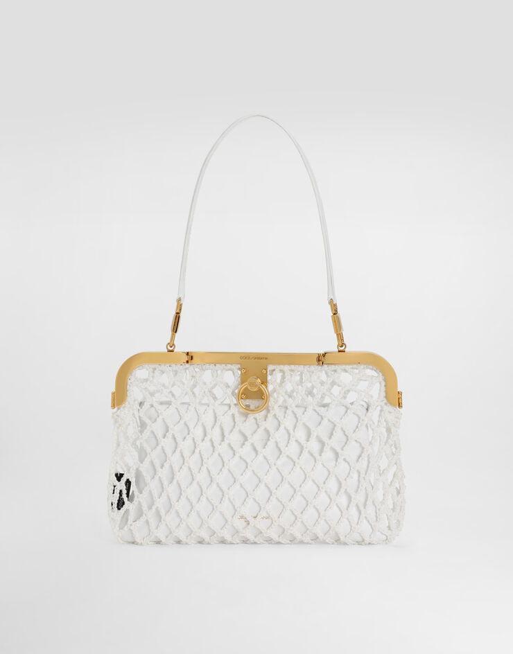 Dolce & Gabbana Amanda handbag in mesh and palmellato calfskin White BB7920A0699