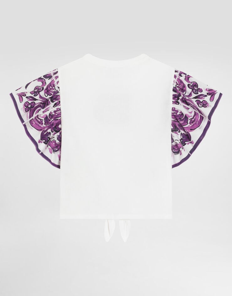 Dolce & Gabbana Majolica-print short-sleeved poplin t-shirt Multicolor L5JTNSFI5JO