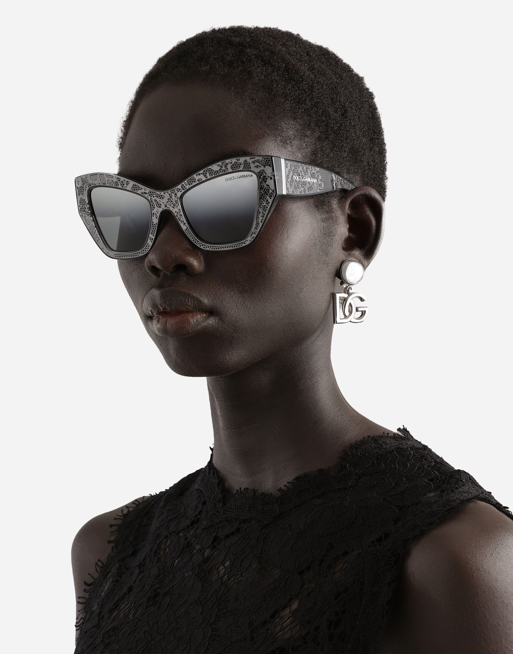 DG Lace Sunglasses in Dark grey for Women | Dolce&Gabbana® US