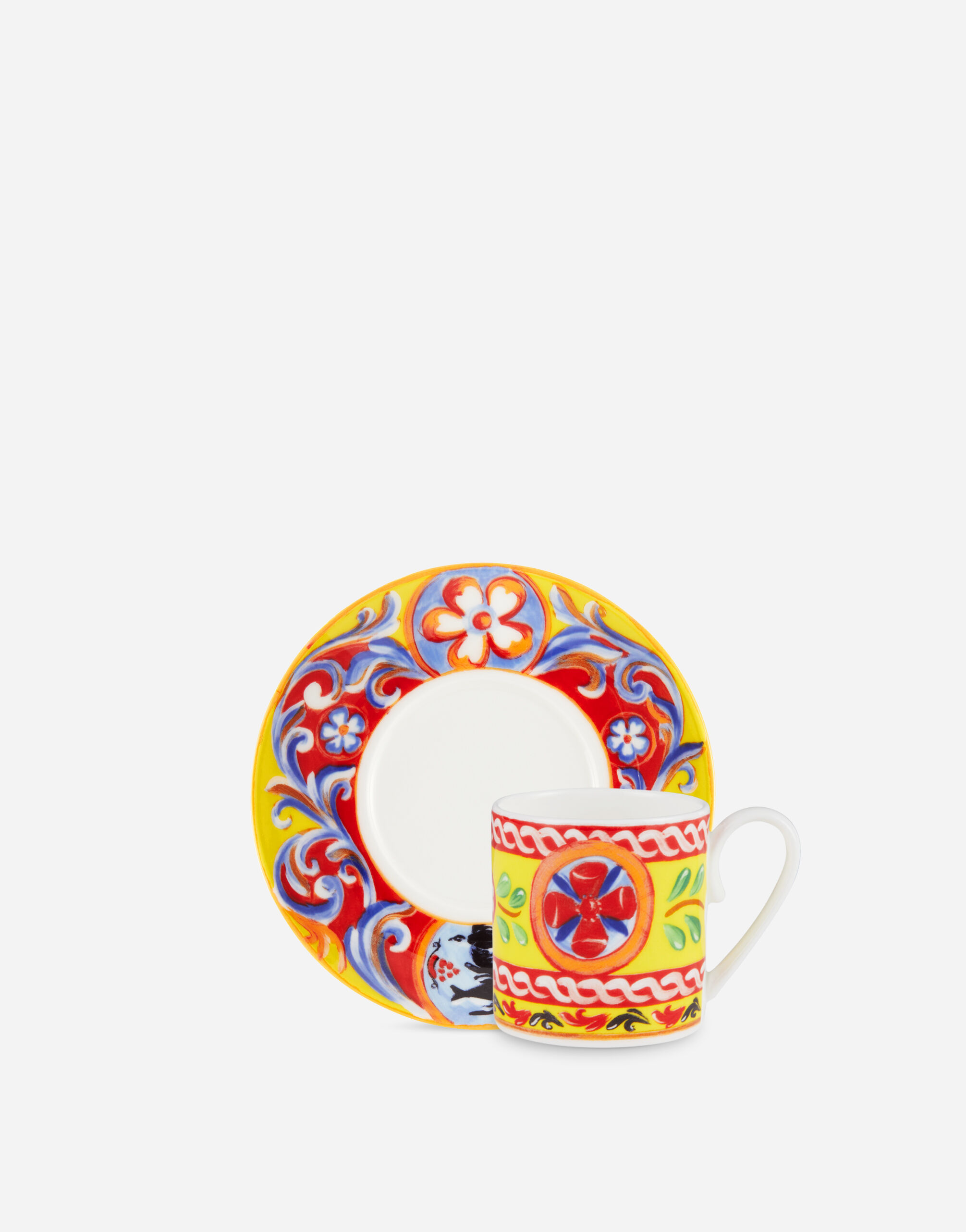 Dolce & Gabbana Tazza Caffè con Piattino in Porcellana Fine Multicolore TC0S08TCAK3