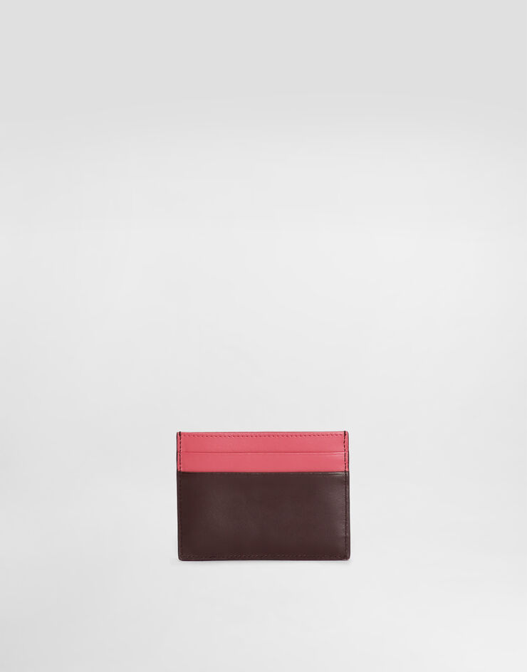 Dolce & Gabbana Tarjetero en piel de becerro con logotipo DG Burdeos BI0330A9M75