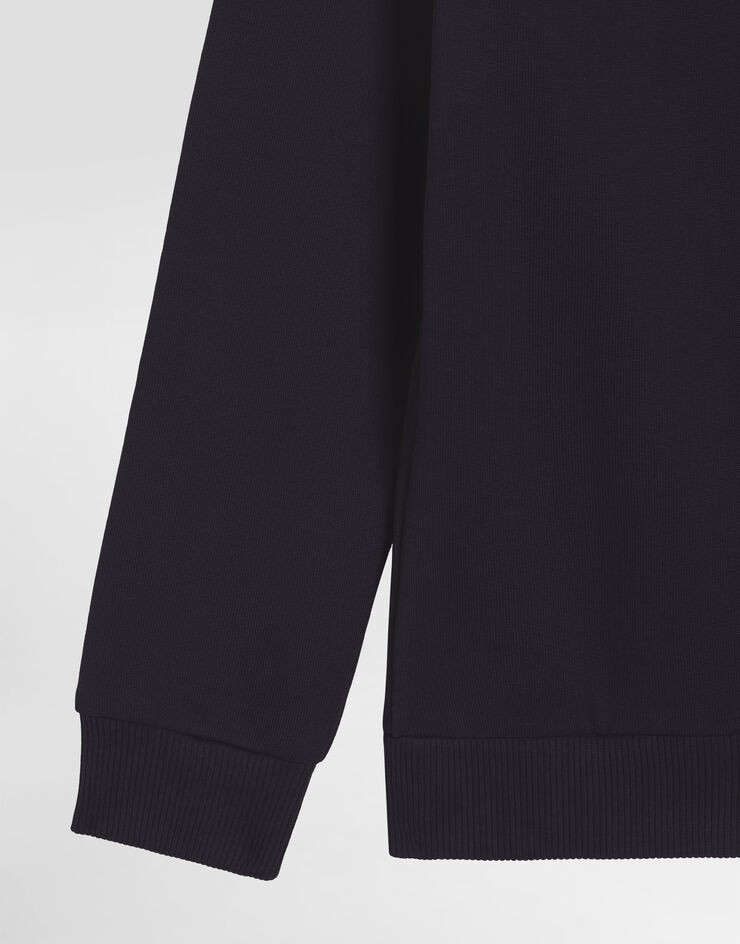 Dolce & Gabbana Sweat-shirt zippé avec capuche et plaquette à logo Bleu L4JW2VG7I2P