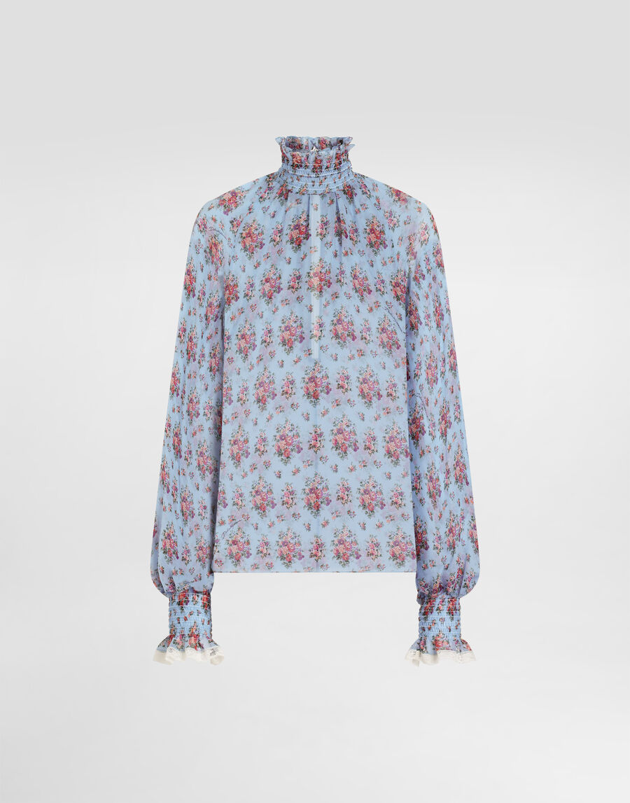 Small flower bouquets-print chiffon top