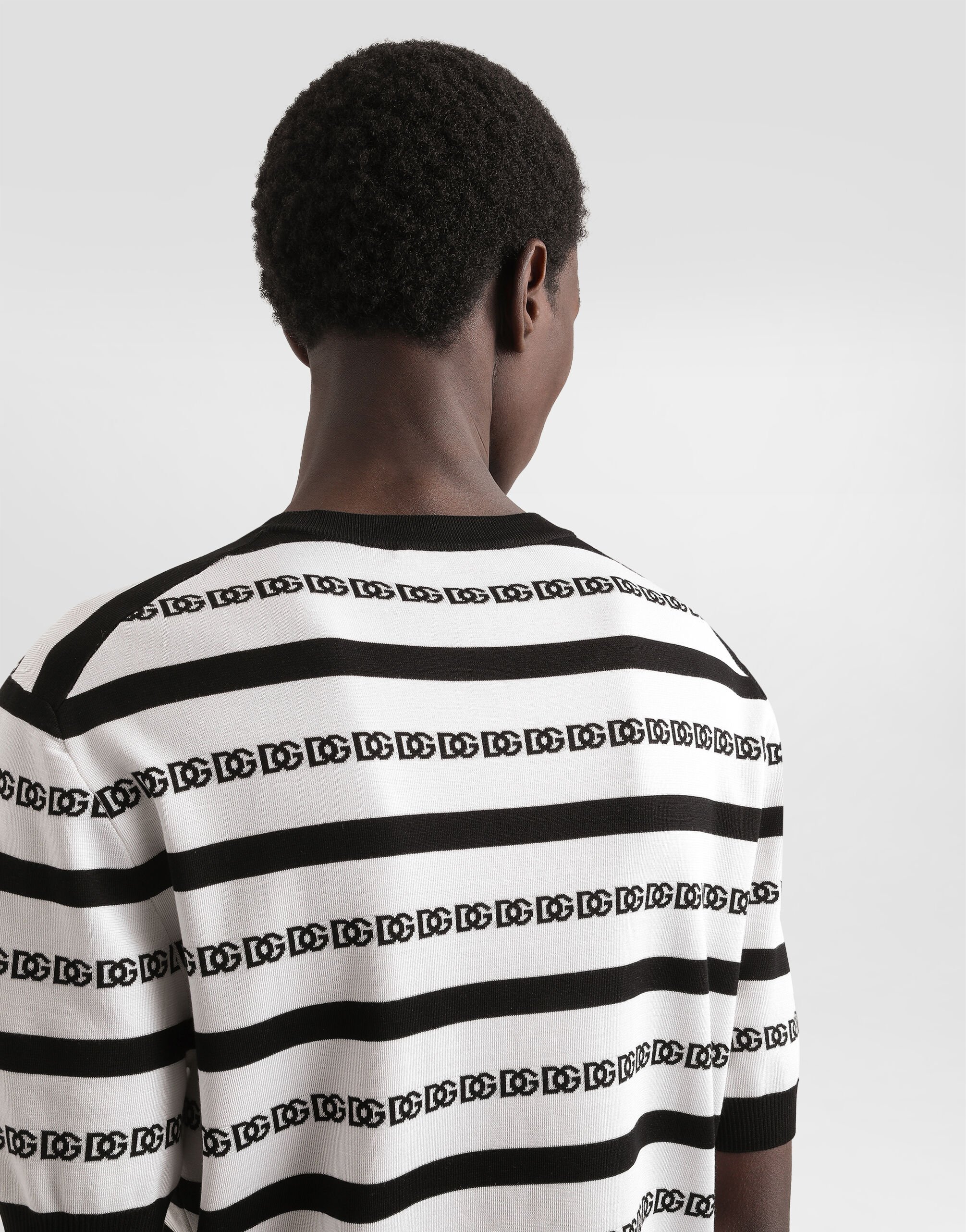 Silk crew-neck pullover with logo in Multicolor for Men