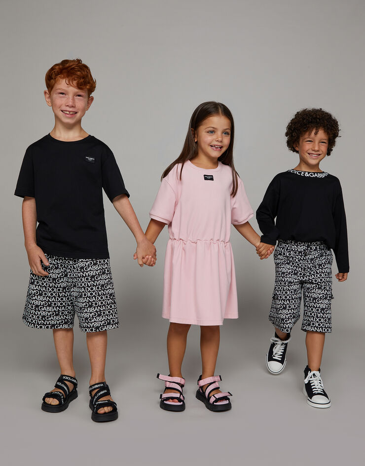 Dolce & Gabbana Miniabito in jersey con placca logata Rosa L5JD8OG7M4U
