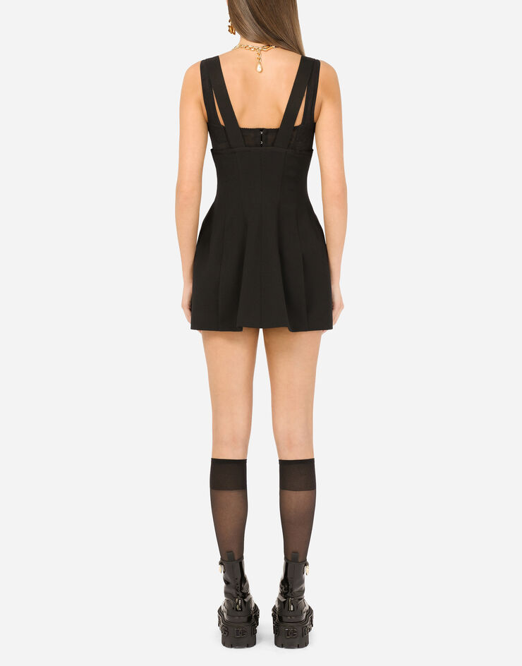 Dolce & Gabbana Short technical gabardine skirt Black F4B8KTFUCEG