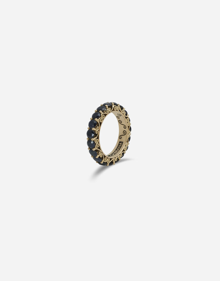 Dolce & Gabbana Bague Family en or jaune avec saphirs noirs Doré WRKS2GWSABK