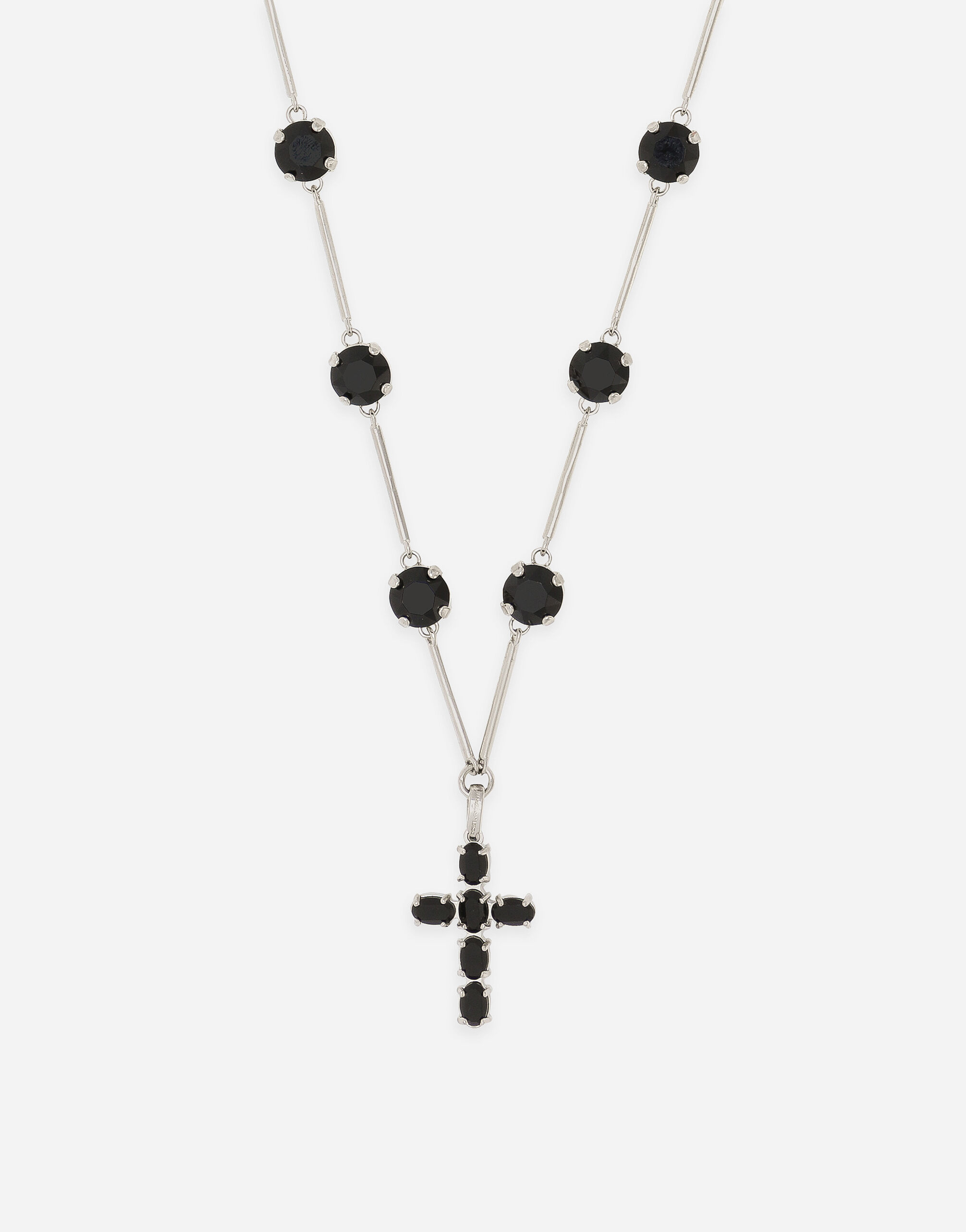 Necklace with rhinestones and “DNA” cross in Black for Men