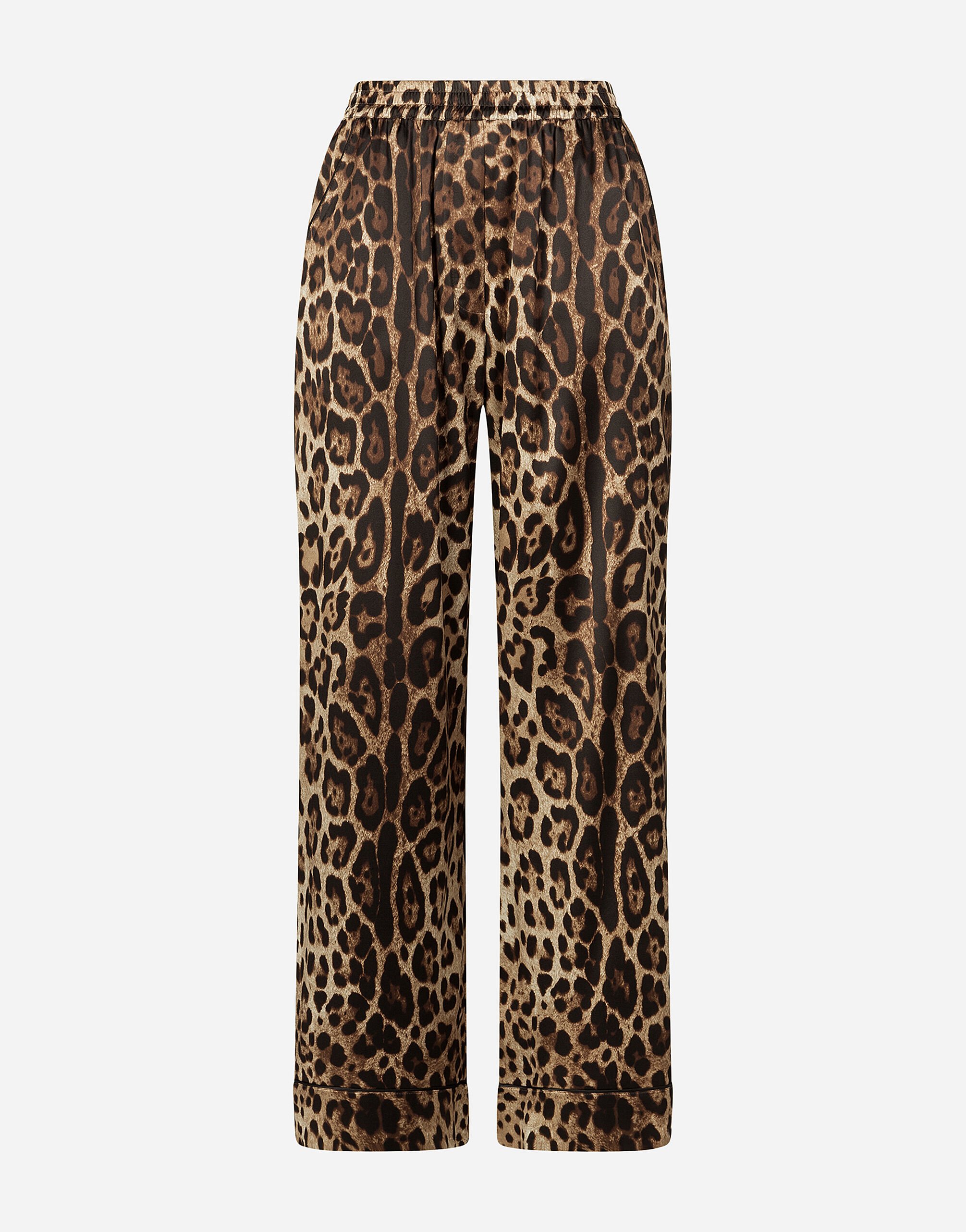 Leopard print satin pajama pants in Multicolor for Women Dolce Gabbana