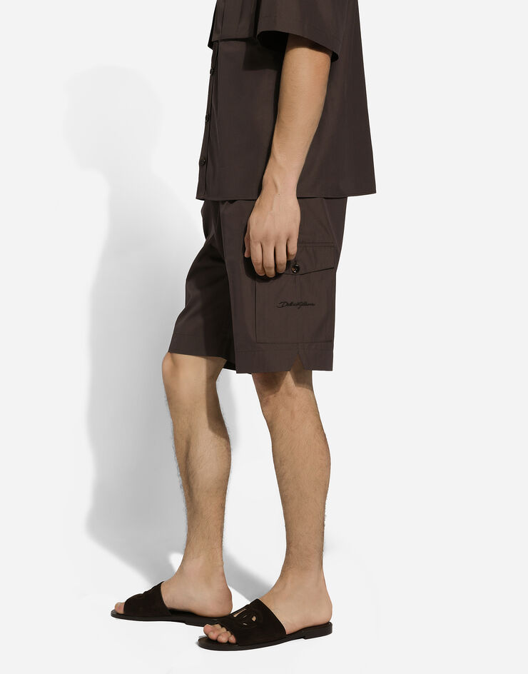 Dolce & Gabbana Poplin shorts with side pockets Brown GP092ZFU5SW