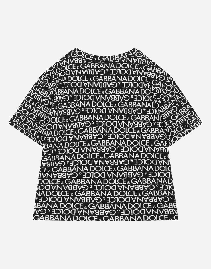 DolceGabbanaSpa Short-sleeved jersey T-shirt with the all-over logo-print Multicolor L4JTEVHS7MD
