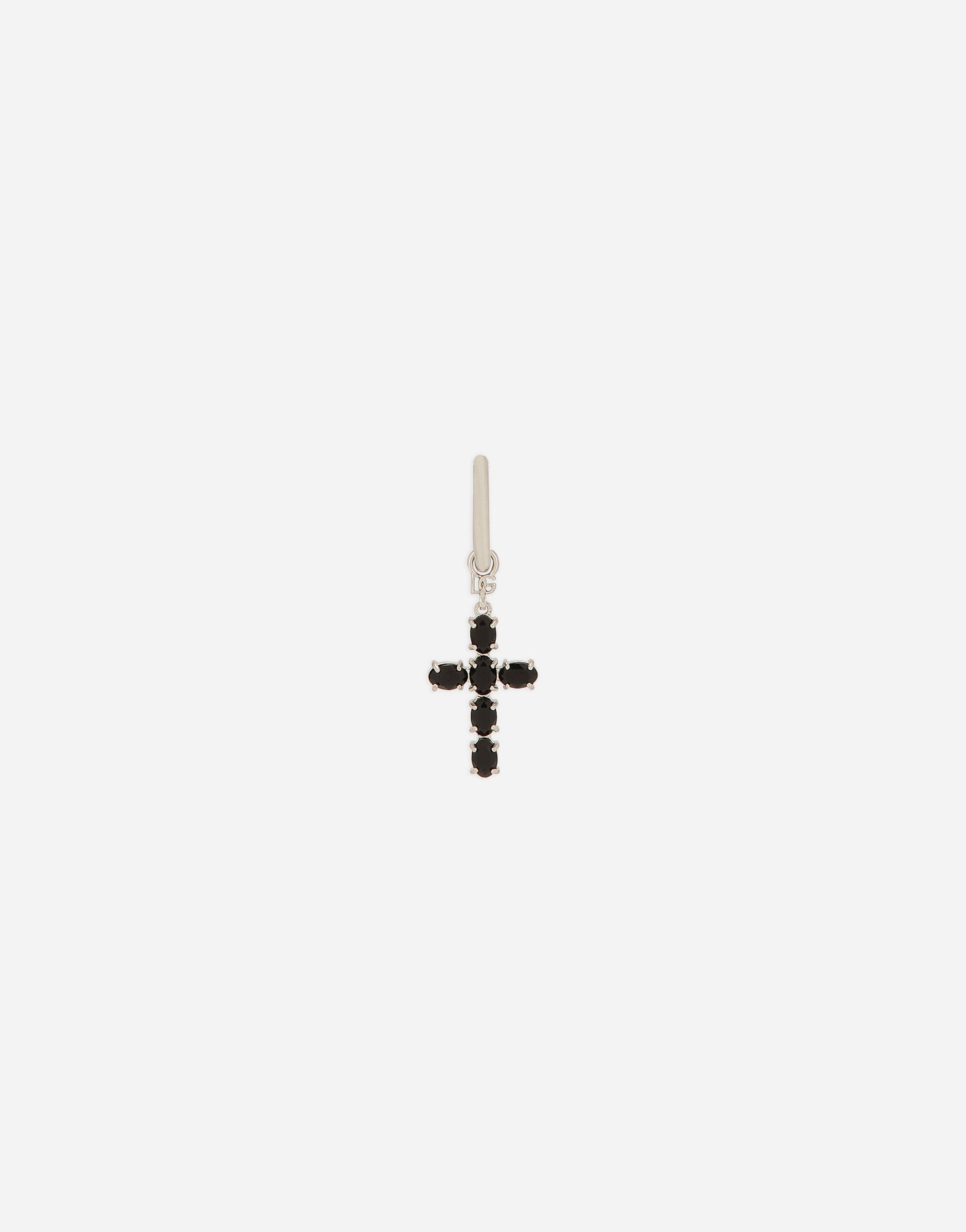 Dolce & Gabbana single cross earring with “DNA” rhinestones Black BJ0820AP599