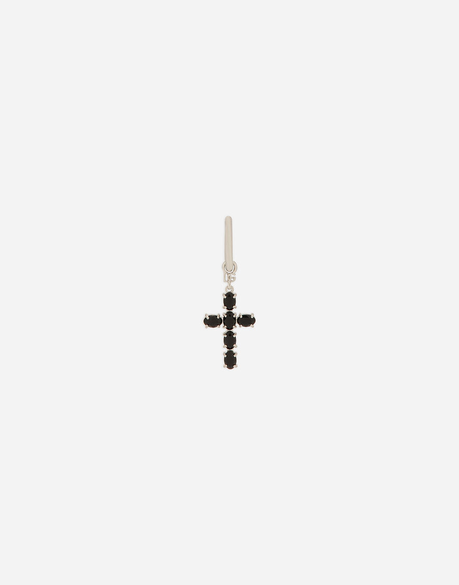 single cross earring with “DNA” rhinestones