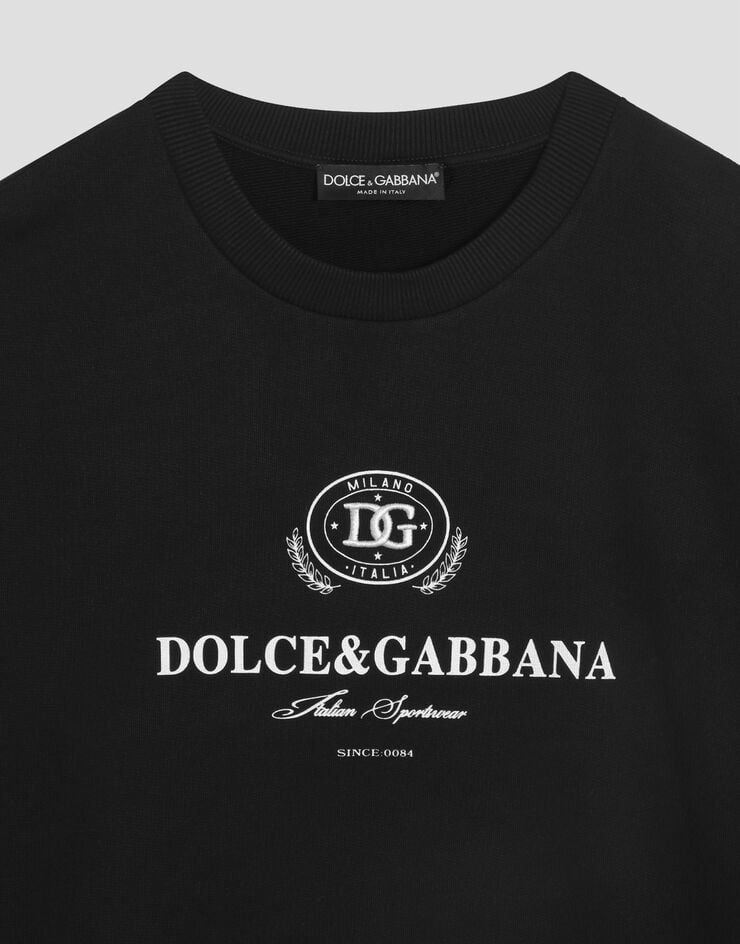 Dolce & Gabbana Sudadera de cuello redondo con estampado y bordado Negro G9AHSZG7PBF