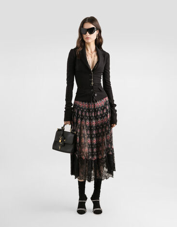 Dolce & Gabbana Small flower bouquets-print pleated chiffon skirt Multicolor F4DB4TFSSLB