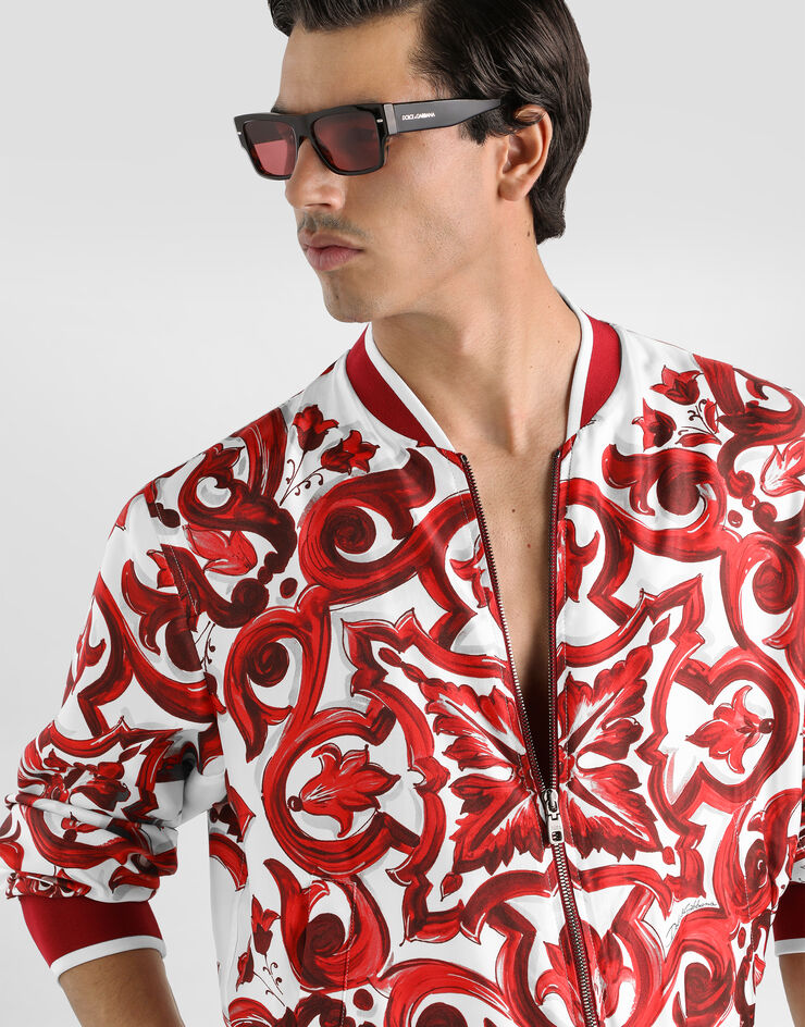 Dolce & Gabbana Majolica-print twill bomber jacket Multicolor G9BLMTHI13D