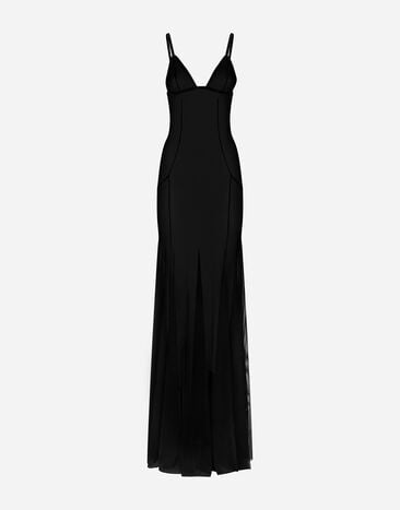 Dolce & Gabbana Long tulle slip dress Black F6DFDTFLSIO