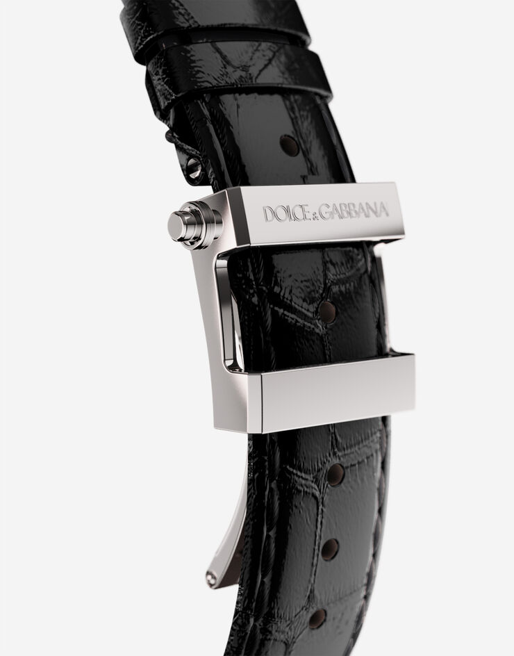 Dolce & Gabbana Montre DG7 en acier avec côtés gravés en or Argent/Noir WWEE1MWWS10