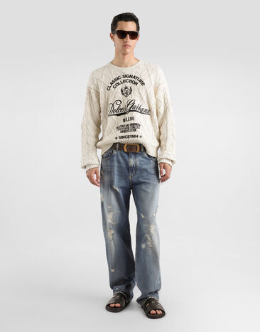 Dolce & Gabbana Pullover with interwoven pattern Beige GXX37ZJGMFL