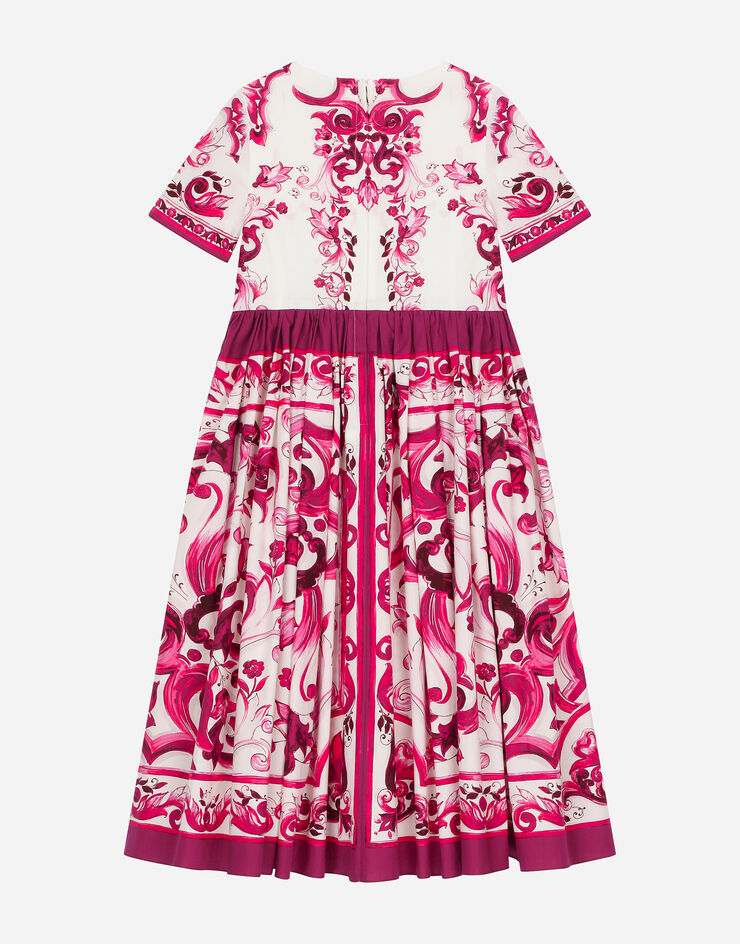 Dolce & Gabbana Vestido largo de popelina con estampado Maiolica Multicolor L53DG7G7E9W