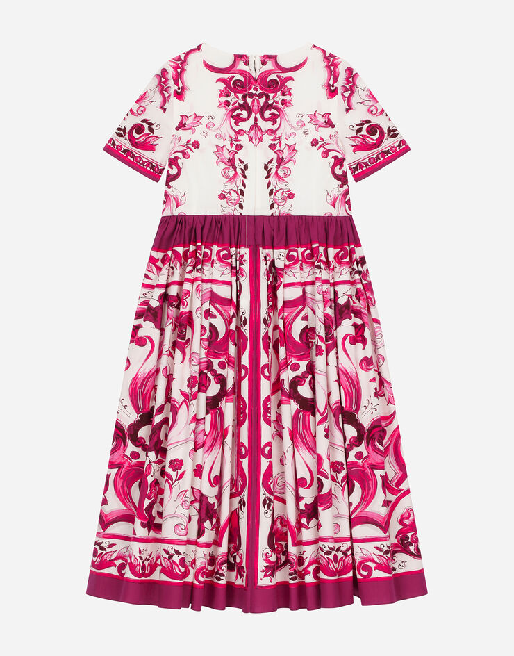 DolceGabbanaSpa Long Majolica-print poplin dress Multicolor L53DG7G7E9W