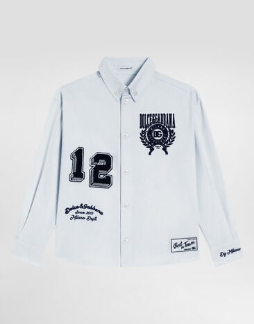 Dolce & Gabbana Cotton shirt with embroidery and patch Grey L44S46FU609