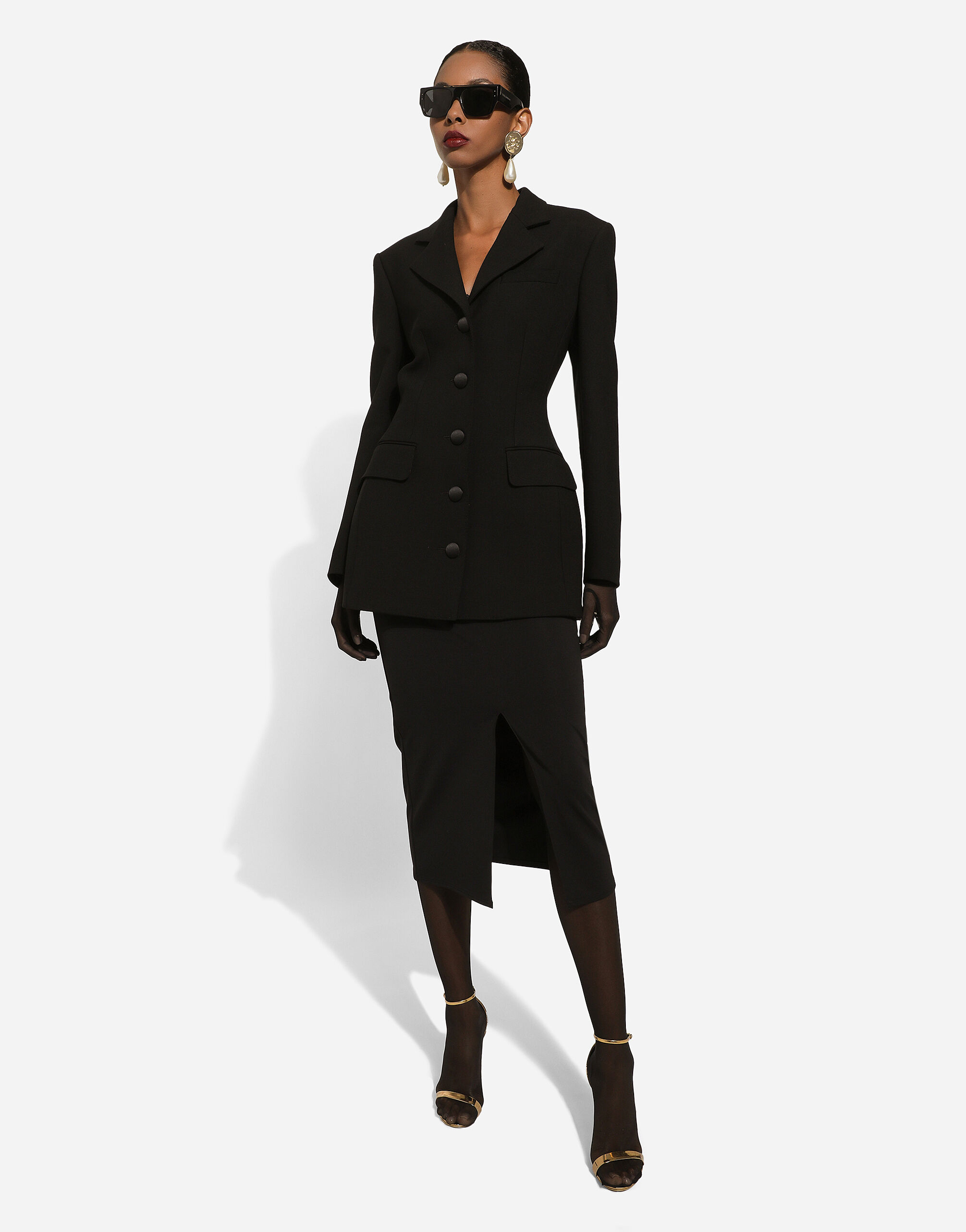 ジャケット Dolce&Gabbana Spencer black wool gabardine tuxedo Single-breasted wool gabardine Spencer tuxedo jacket in