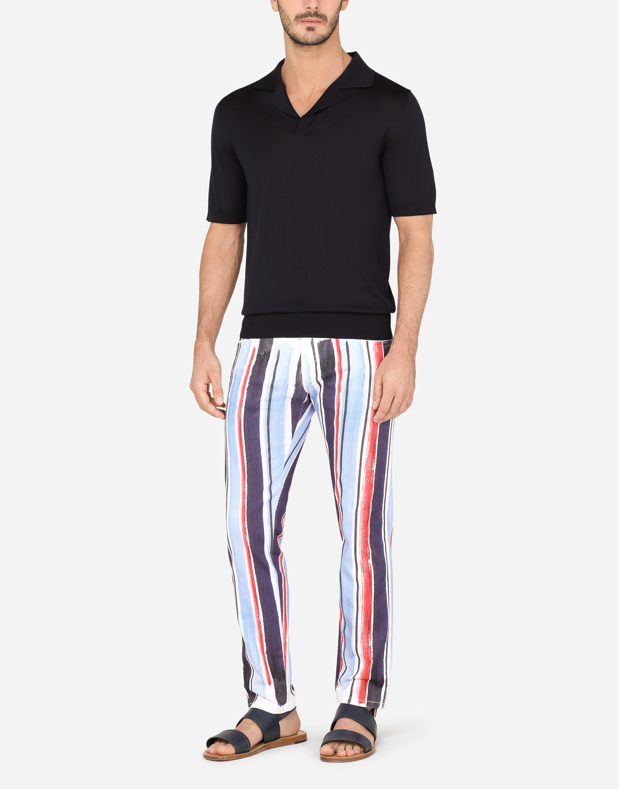 ブルーのメンズ ポロスタイルニット シルク | Dolce&Gabbana®