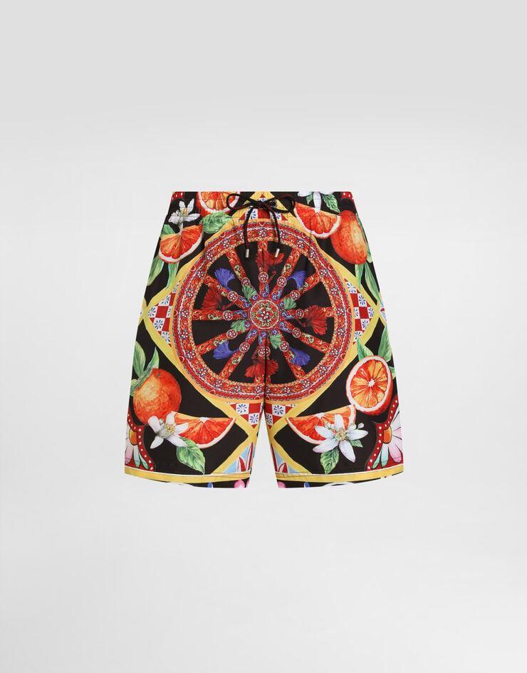 Dolce & Gabbana Bade-Boxershorts mit Carretto-Print Dolce & Gabbana Bade-Boxershorts mit Carretto-Print Multicolor M4A13TFPSIT