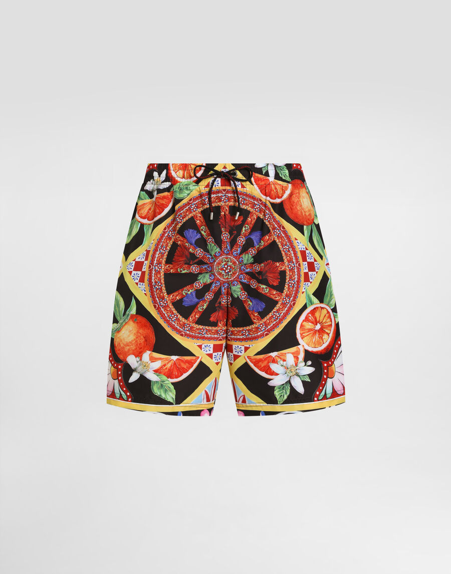 Carretto-print swim boxer shorts